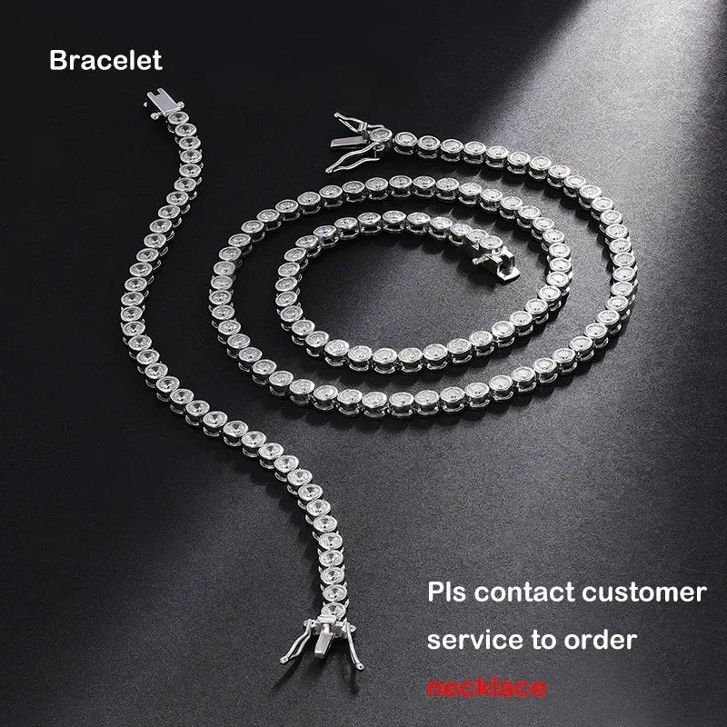 EWYA Sparkling 0.1ct 3mm Moissanite Tennis Bracelet with GRA for Women Party Fine Jewelry S925 Sterling Silver Diamond Bracelets