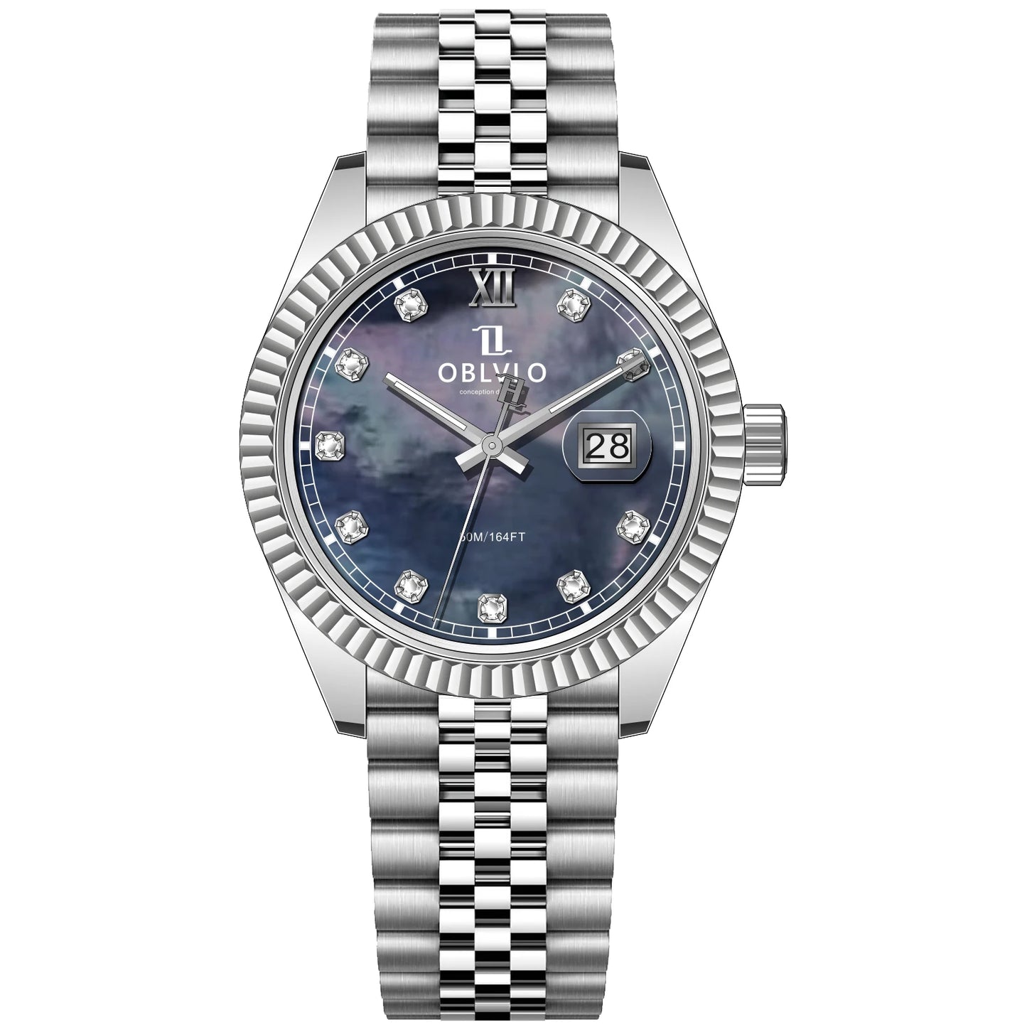 OBLVLO Men's Elegant Yellow Gold Red Dial Bracelet Quartz Watch with Date Fashion Green Dial Business Watches for Men RX-PE