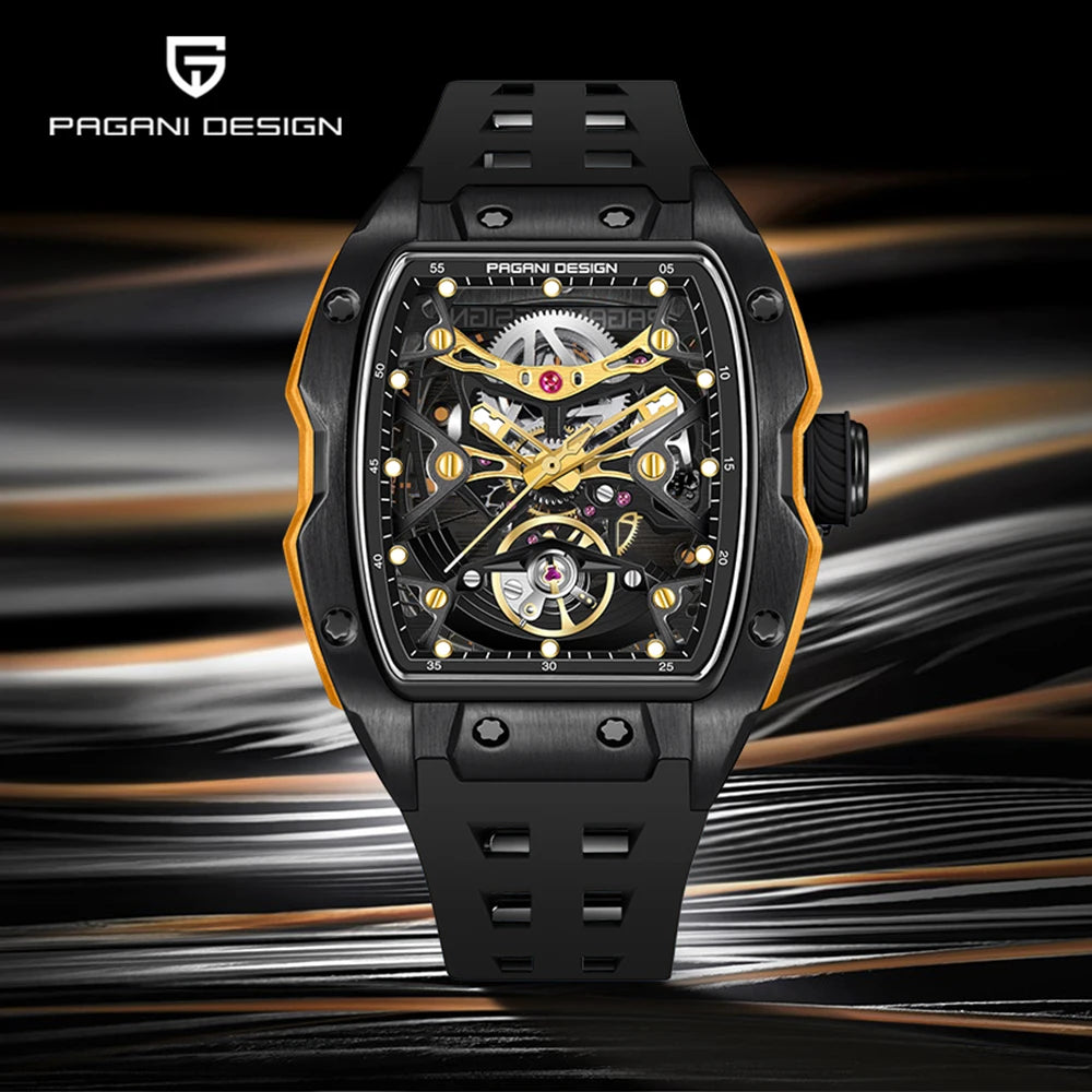 2025 New PAGANI DESIGN 42MM Tonneau Men Mechanical Watch Luxury Sapphire Glass Automatic Watch 50M Waterproof Skeleton Watch Men