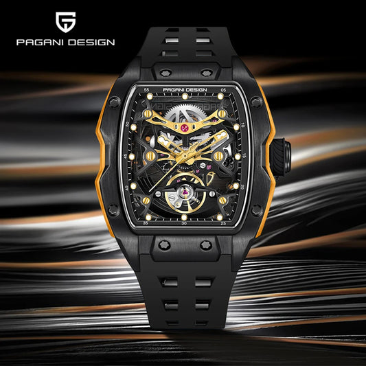 2025 New PAGANI DESIGN 42MM Tonneau Men Mechanical Watch Luxury Sapphire Glass Automatic Watch 50M Waterproof Skeleton Watch Men