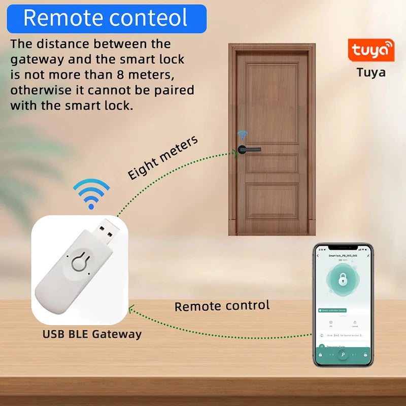 XSDTS With Tuya Biometric Fingerprint Smart Door Lock Electronic Lock  Keyless Security Door Entry Home House Apartment
