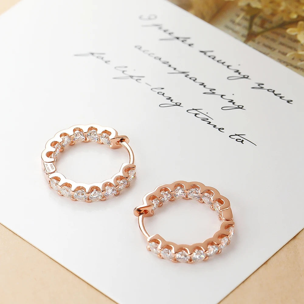 OEVAS 100% 925 Sterling Silver Real 2.6ct Moissanite Earring Hoops For Women Sparkling Wedding Party Luxury Fine Jewelry Gift