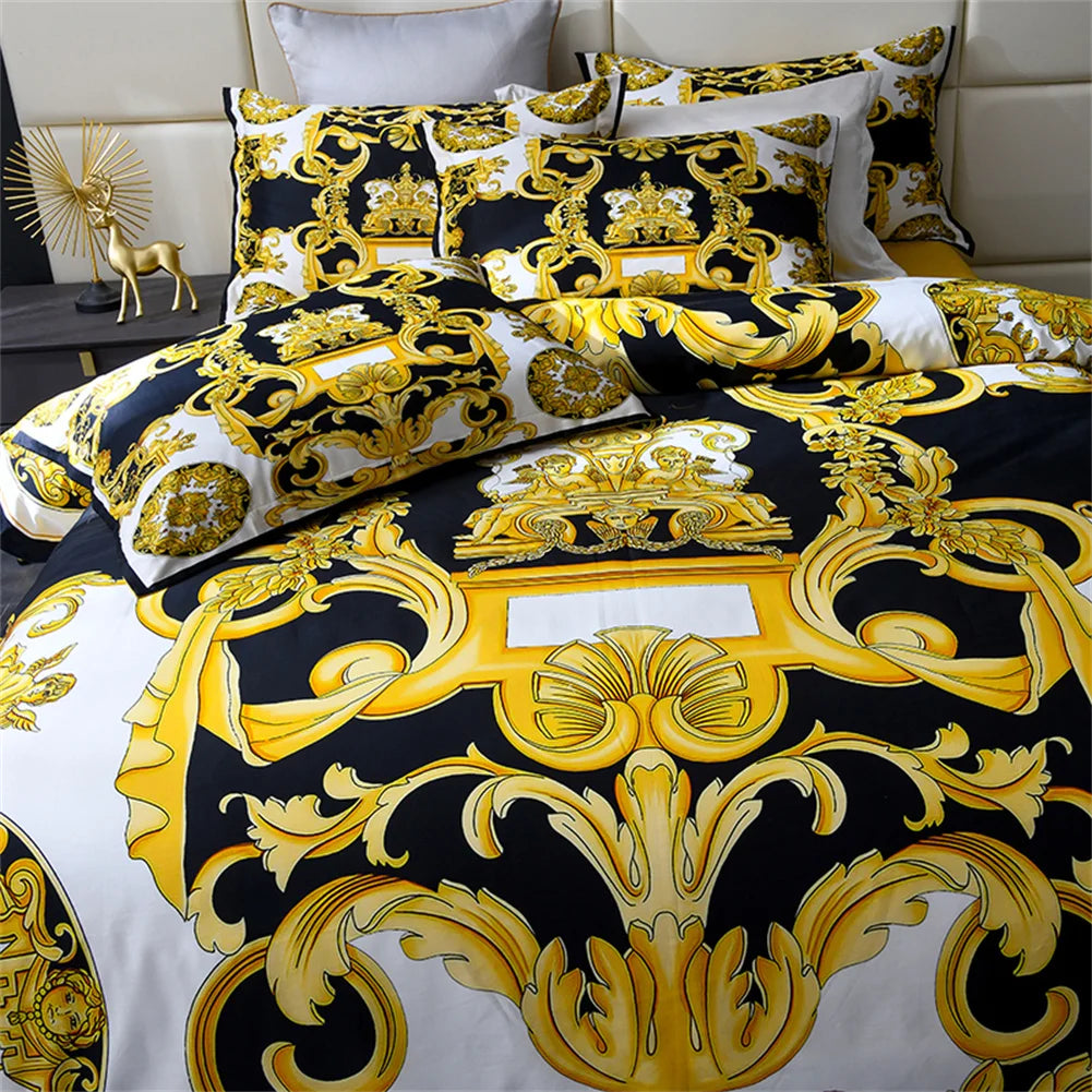Svetanya 1200TC Golden Egyptian Cotton Bedding Set King Queen Size Sheet Duvet Cover Pillowcase  Linens （custom-made Size）