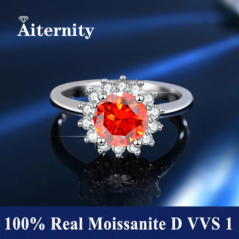 100% Real Moissanite Ring Adjustable Size S925 Sliver D VVS1 Pass Diamond Test Pen GRA Certificate 18K Plating Rings for Women