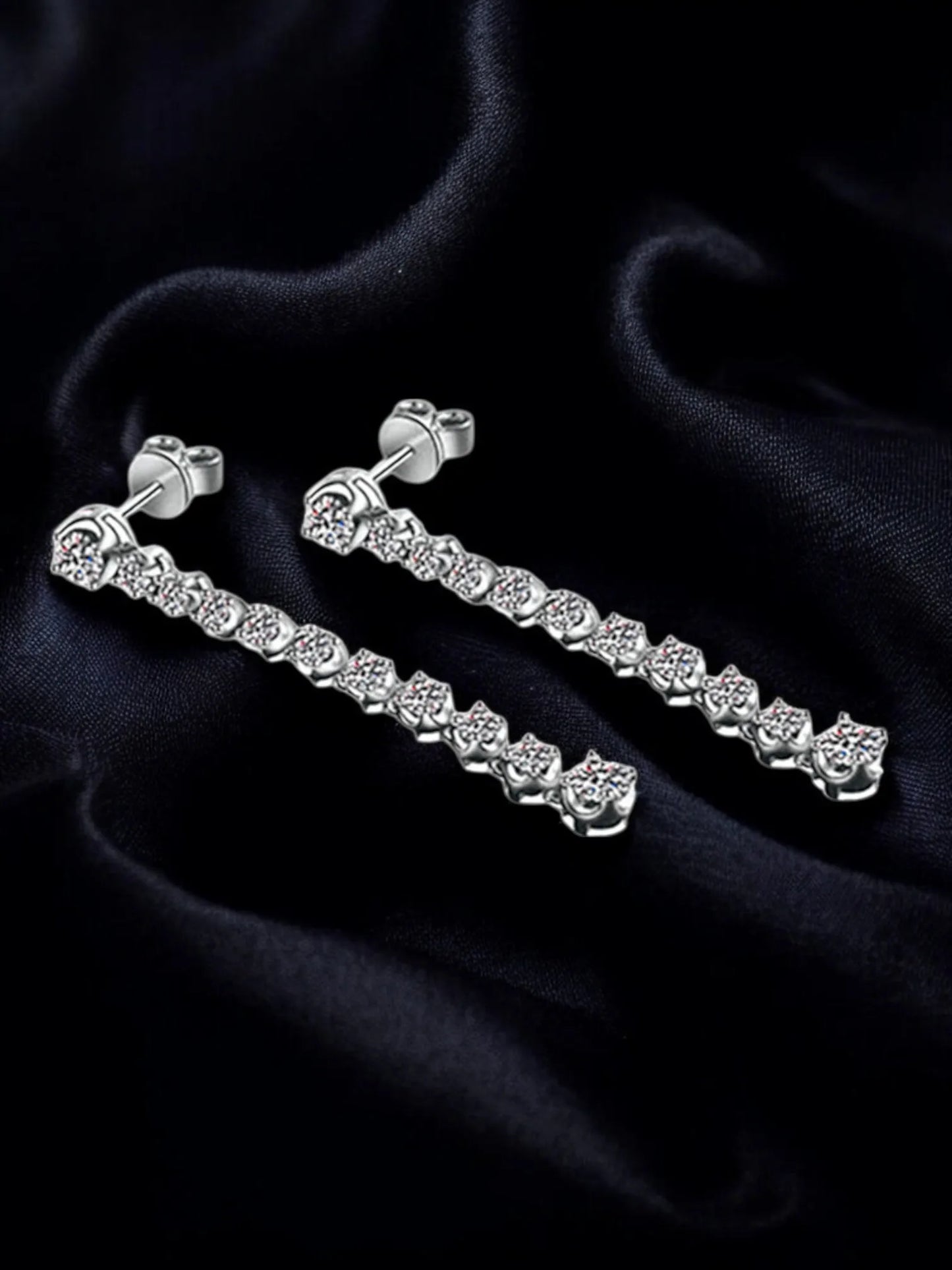 Moissanite 925 Sterling Silver Earrings Fringed Long Row Earrings Engagement Fine Jewelry Light Luxury and High-end Design