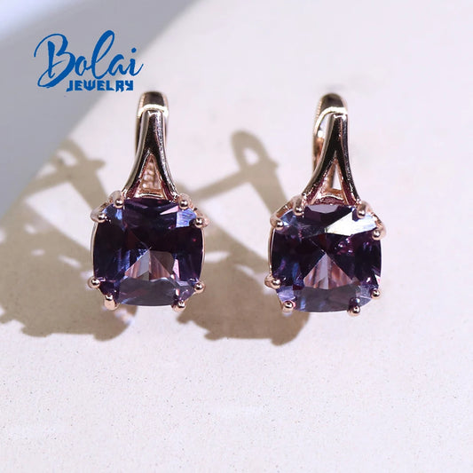 New Created nano Alexander Gemstone 925 sterling silver rose gold earring fashion simple design fine jewelry for women