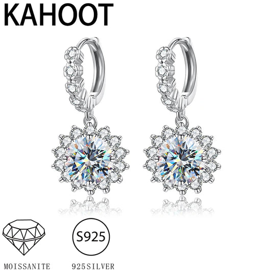 s925 silver moissanite earrings sunflower style gorgeous, suitable for daily wear, matching dresses, banquets, weddings