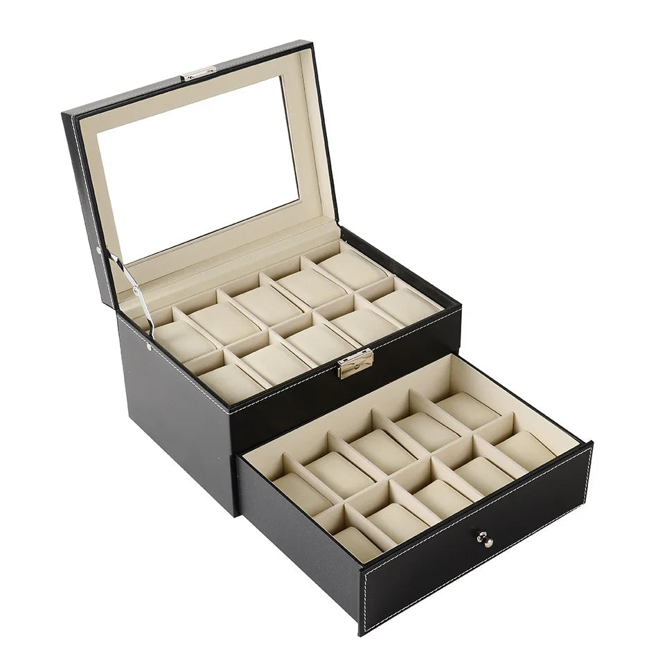 3/6/10/12/20 Slots PU Leather Watch Display Box Multi-Purpose Jewelry Wristwatch Storage Boxes For Women Men