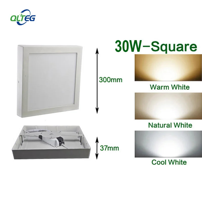 QLTEG Surface LED Square Ceiling Light 6W 12W 18W 24W 30W Round LED Panel Light Down Light with driver AC85-265V LED Indoor Lamp