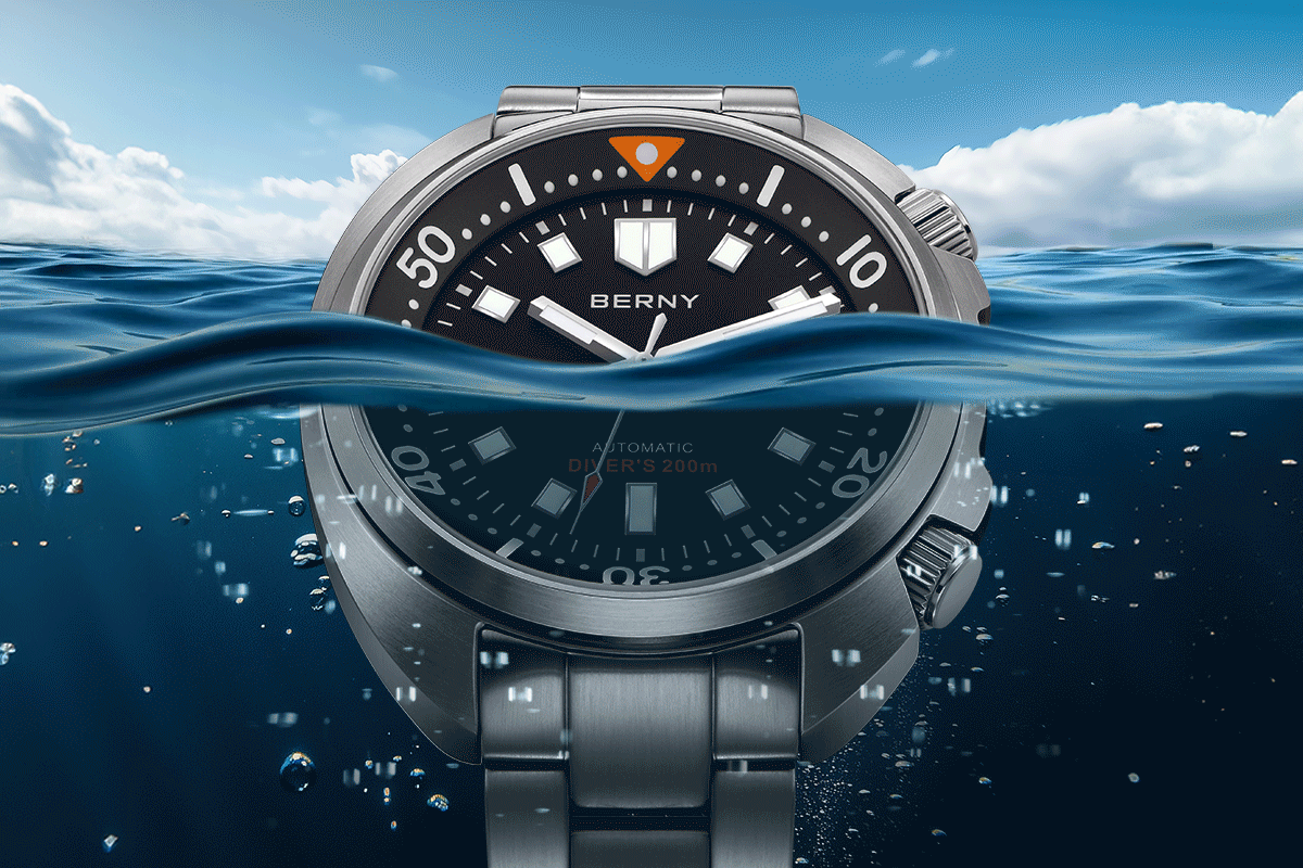 BERNY Automatic Compressor Diver Watch for Men Super Luminous Miyota 8215 Sapphire Swim Sport 20ATM Mechanical Men's Dive Watch