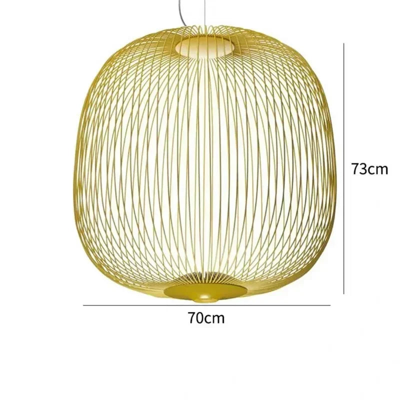 Minimalist Birdcage Hanging Light Italian Pendant Lamp Designer Spokes 1/2 Light  Home Decor Stairway Spot Lighting