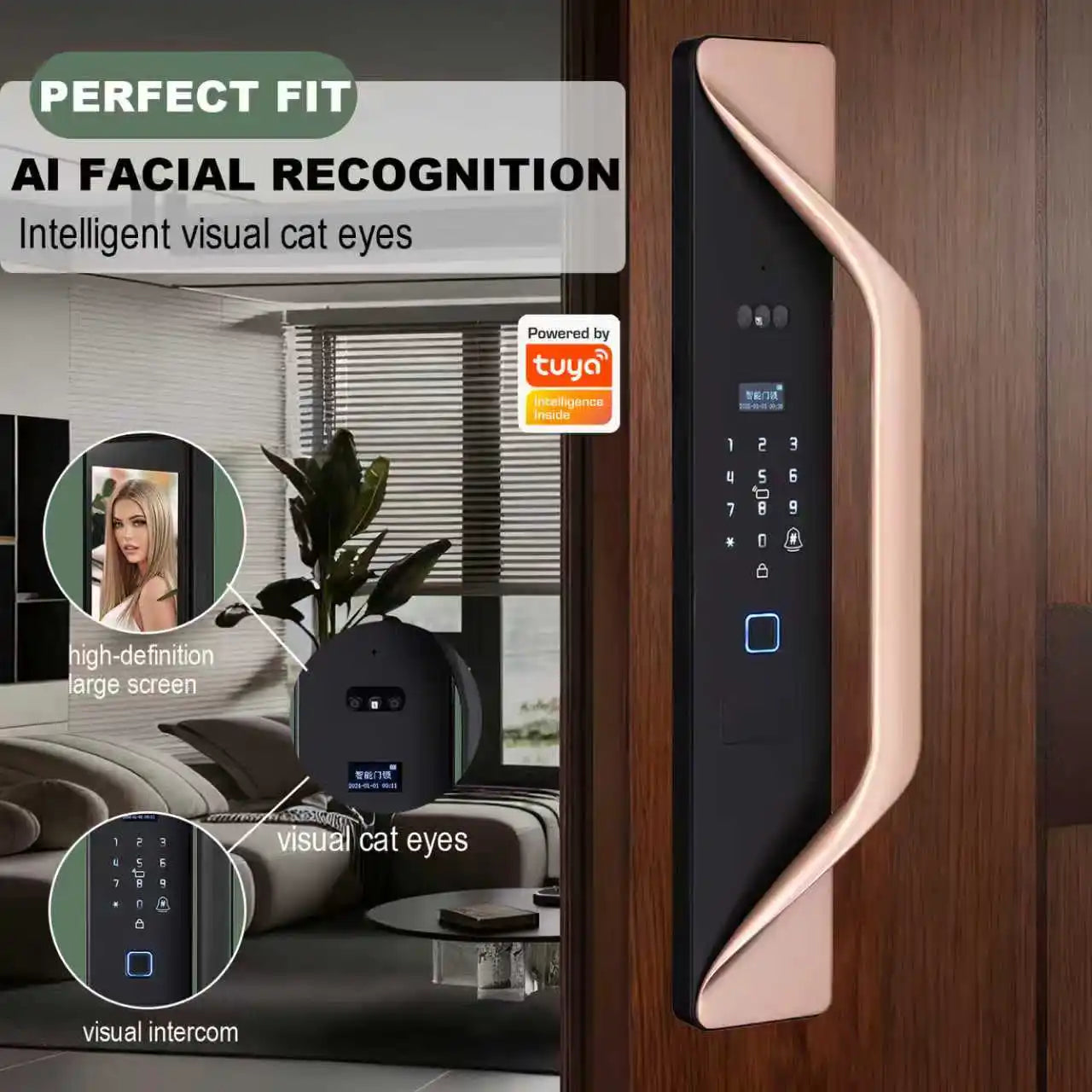 Tuya App Smart Lock Household Anti-theft Door Fingerprint Lock With Camera Password Lock Large Door Lock