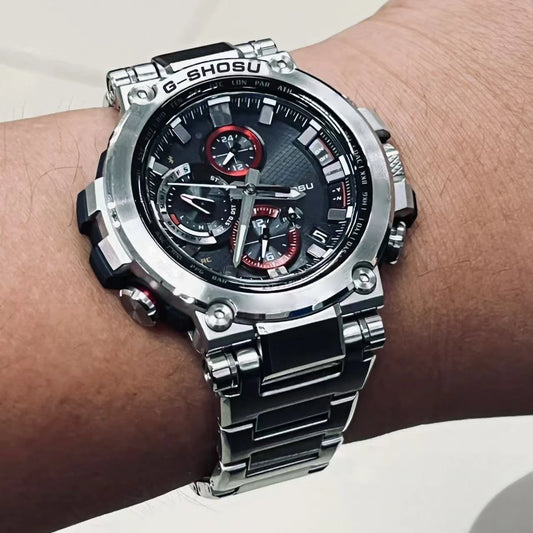 Quartz Men's Sport Calendar Watch Stainless Steel Full Function Compass World Time Water Resistant Large Dial 1000 MTG Series