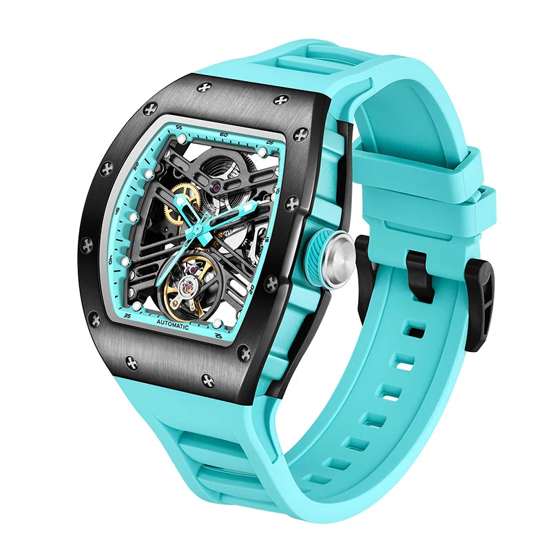 Carbon Fiber Mechanical Watch Cyberpunk Style Waterproof Crystal Dial Collector's Limited Edition Fashion Sport Wristwatch