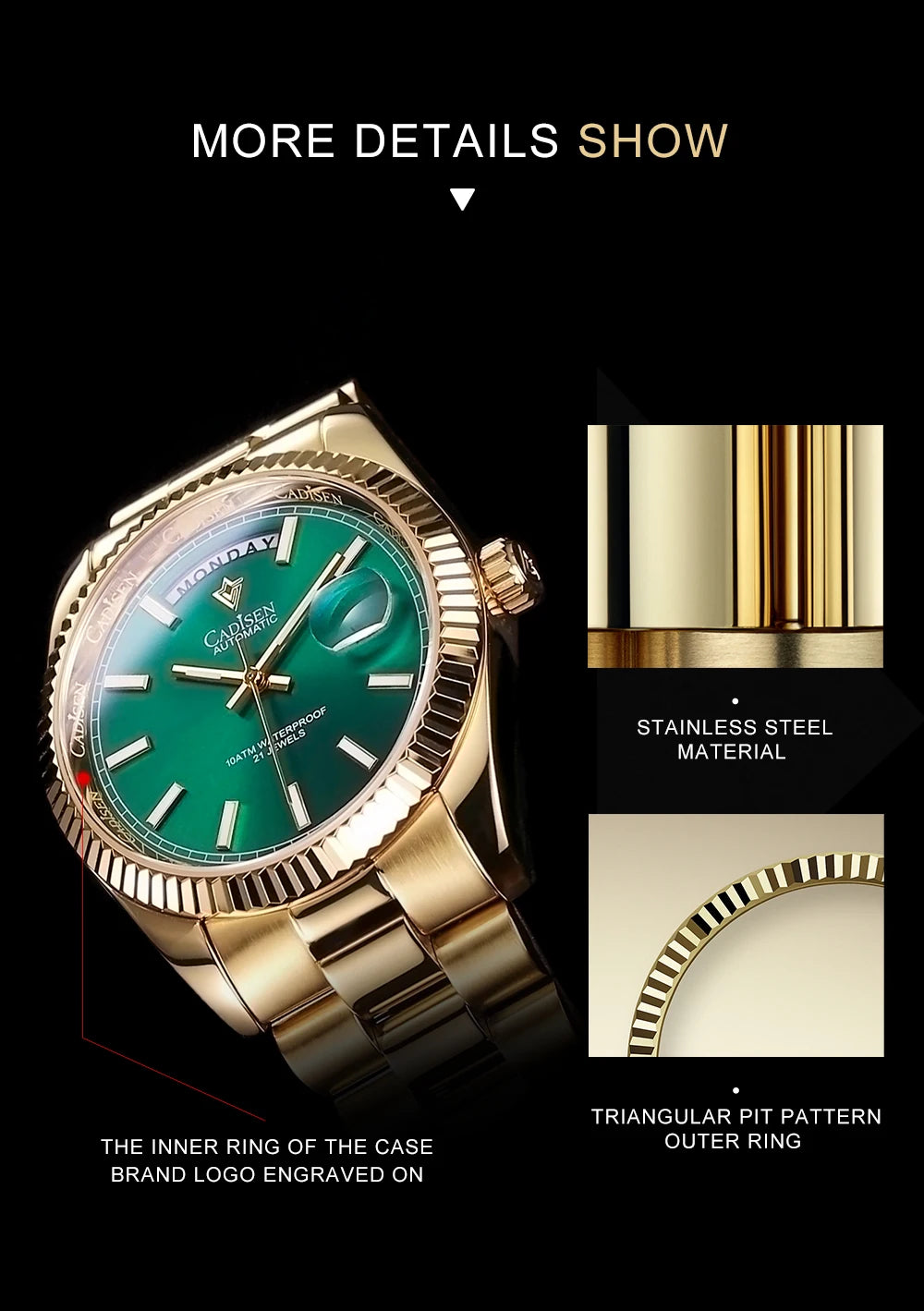 CADISEN DD40 Men Watches Luxury Automatic Watch Men AR Sapphire Glass Mechanical Wristwatch Men 10Bar MIYOTA 8285 Movt 2023 New