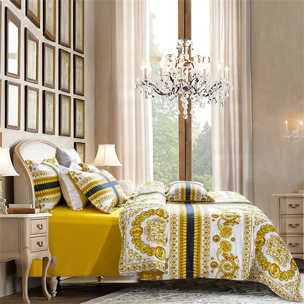 Svetanya 1200TC Golden Egyptian Cotton Bedding Set King Queen Size Sheet Duvet Cover Pillowcase  Linens （custom-made Size）
