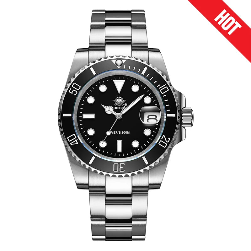 ADDIESDIVE MY-H3-2QZ Quartz Diver Watch 200M Waterproof Miyota Movement Ceramic Bezel BGW9 Luminous Stainless Steel Sports Watch