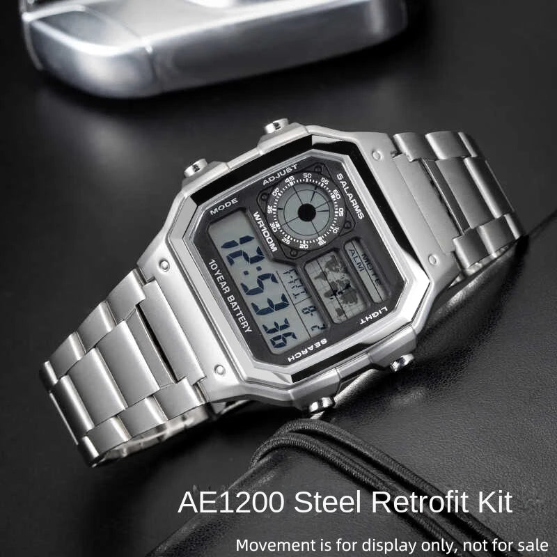 Casio AE1200 case mod kit modification all metal case 3299 AE-1200 bezel glass waterproof ring kit 304 stainless steel part