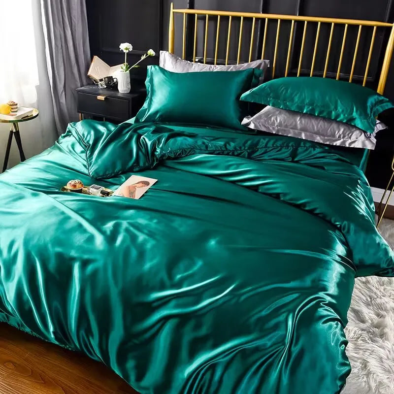 Mulberry Silky-blending Fabric Bedding Set High-end Silky Queen Size Duvet Cover Set with Fitted Sheet Luxury Bedding Sets King