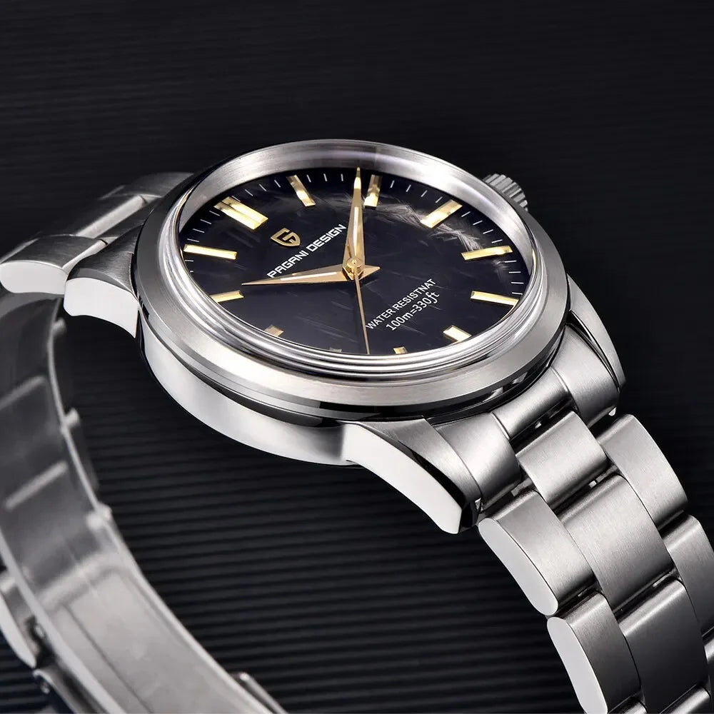 PAGANI DESIGN 40MM Meteorite Dial Men Quartz Watch Luxury Business 316L Stainless Steel 100M Waterproof Men Watch Gift With Box