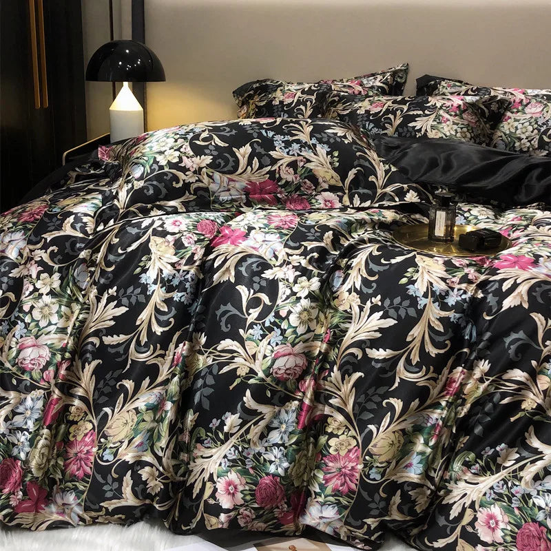 Luxury Blending Mulberry Silk Bedding Set with Duvet Cover Bed Sheet Pillowcase Double Couple Single Summer Blanket Cover Sheets