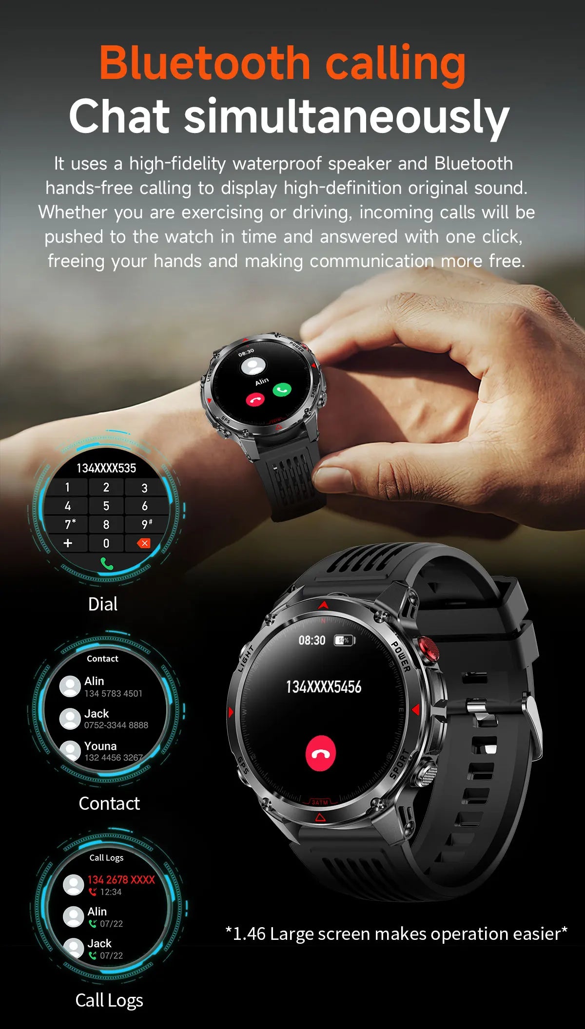 2025 New Professional GPS Sports Smart Watch Outdoor RIDE Run GPS track Swim Watchs Compass Altimeter 3ATM Sports Bracelets Men