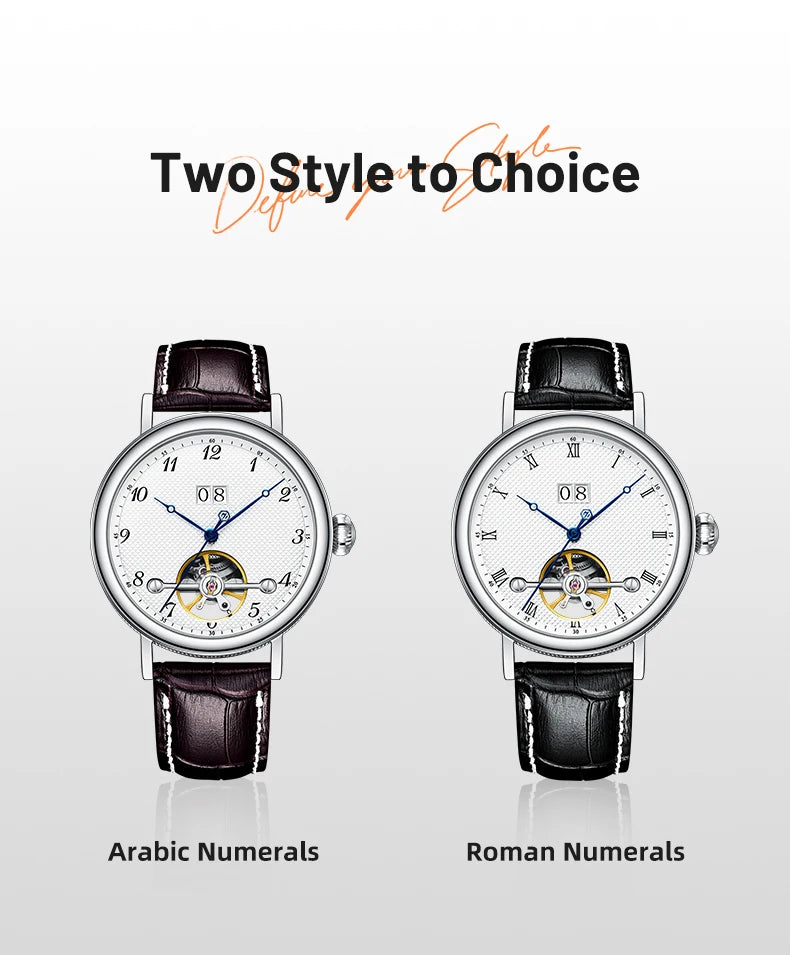 Montre homme haut de gamme Flywheel, montre de luxe à cadran Clous de Paris, étanche à 5 bars, mouvement mécanique automatique Seagull.