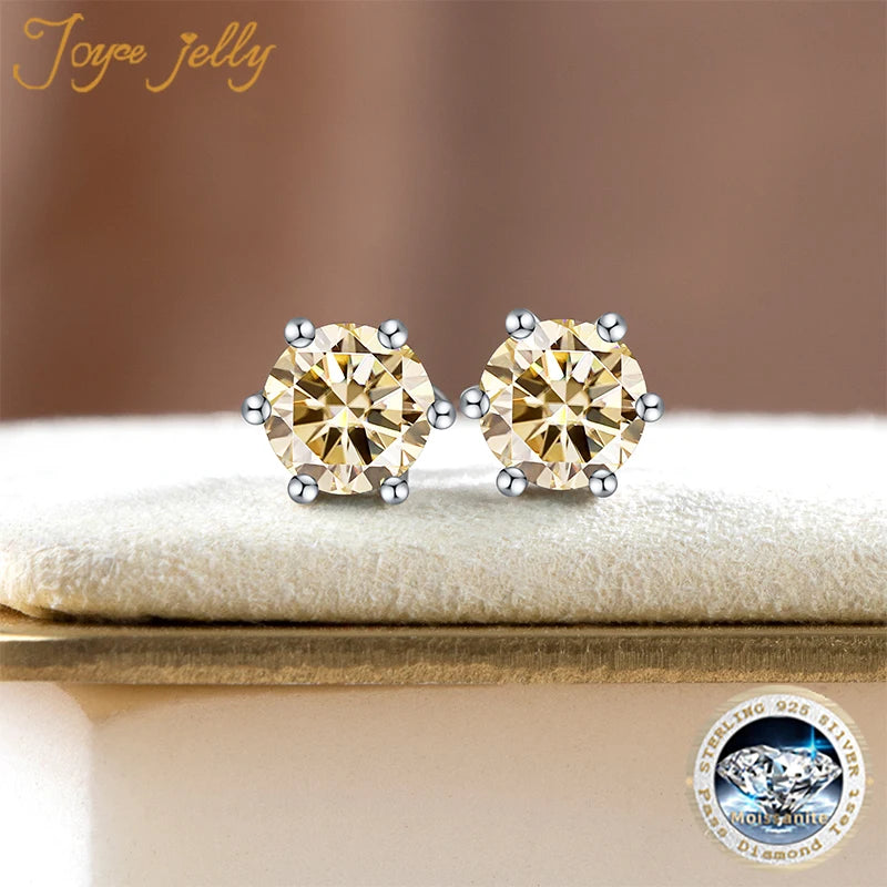 Earrings JoyceJelly Moissanite Jewelry Set With 1CT D Color VVS 3EX moissanite stone pass diamond test Wedding Luxury Fine Jewelry gift