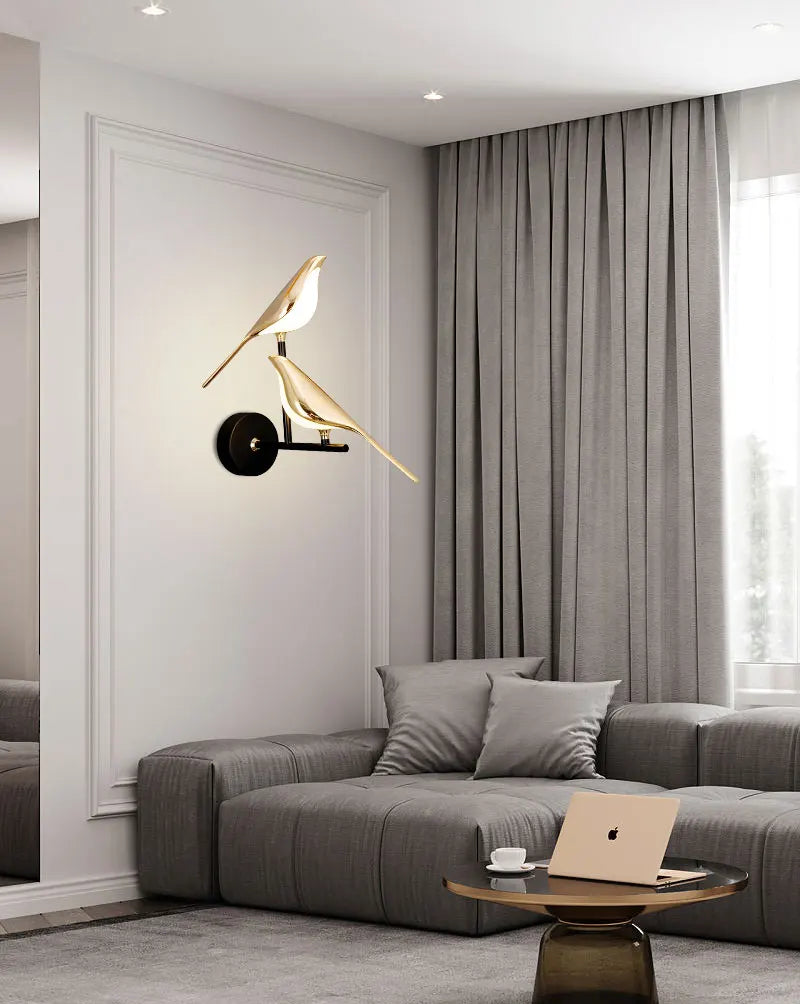 Creative Bird 360° Rotatable LED Wall Lamps Bedroom Bedside Indoor Golden Touch Switch LED Wall Lights Wall Sconce Home