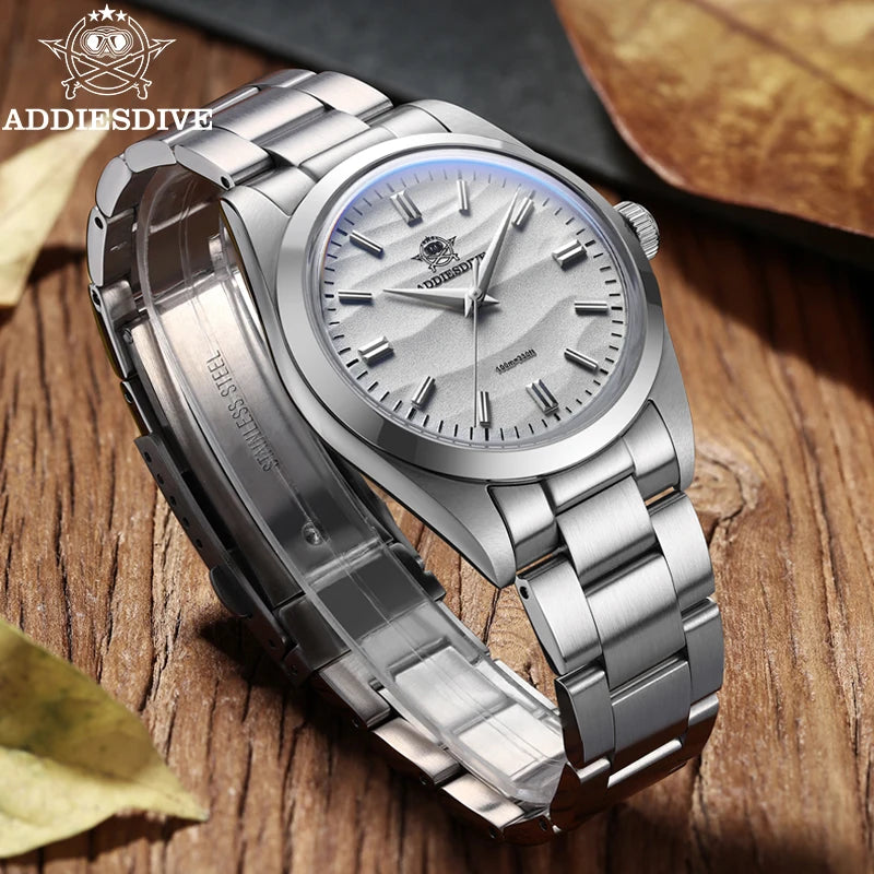 ADDIESDIVE Hot Sale AD2030 Men's Watch Original Design Sand Dial VH31 Quartz Watches Bubble Mirror Glass Waterproof Wristwatch