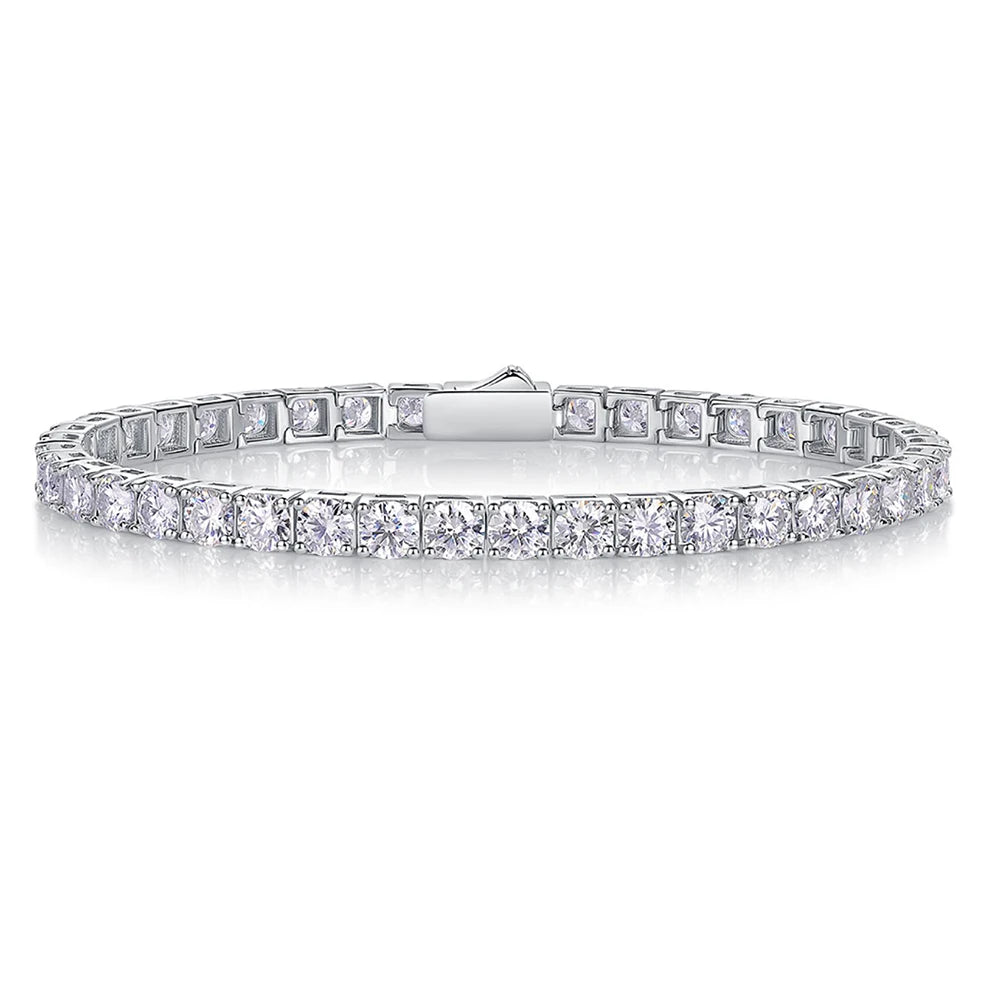 Sweetrain Moissanite Tennis Bracelet for Women 18K White Gold Plated S925 Sterling Silver Lab Grown Diamond Bracelet with GRA