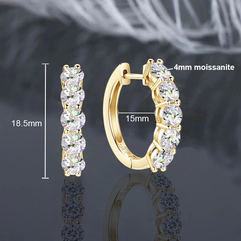 IOGOU Classic Earrings 925 Silver 4mm 3.5mm 2.5mm 3mm Moissanite Diamond Hoop Earrings for Women Wedding Engagement Party Jewel