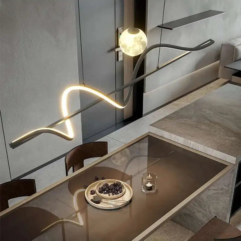 Modern Led Pendant Lights Chandelier For Dining Table Living Room Counter Bar Interior Moon Hanging Lamp Decor Chandelier Lamp
