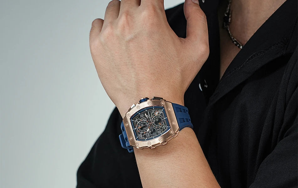 TSAR BOMBA New TB8204 Watch for Men Japan Quartz Chronograph 50M Waterproof Wristwatch Fashion Sport Clock Male Luxury Mens Gift