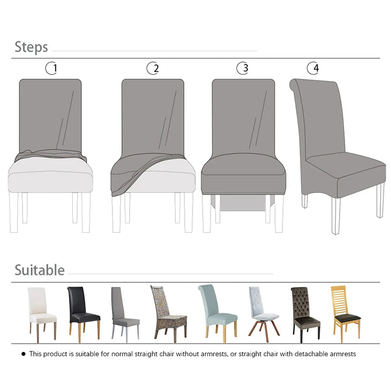 1/2/4/6 Pieces Real Velvet Fabric XL Size Chair Cover Big Size Long Back Europe Style Seat Chair Covers For Restaurant Hotel