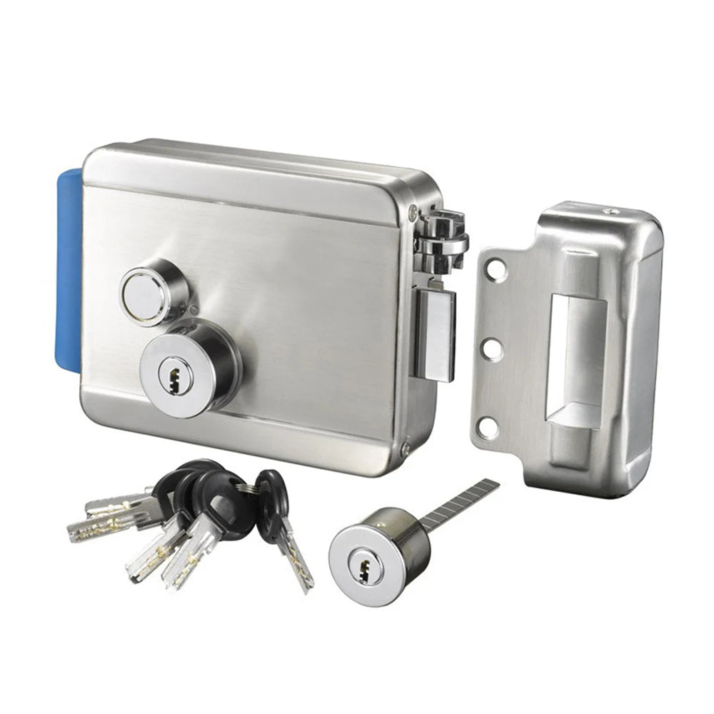 Stainless steel DC12V Electric Rim Lock With Keys for Home Video Intercom Access Control System Electric Gate Door Lock