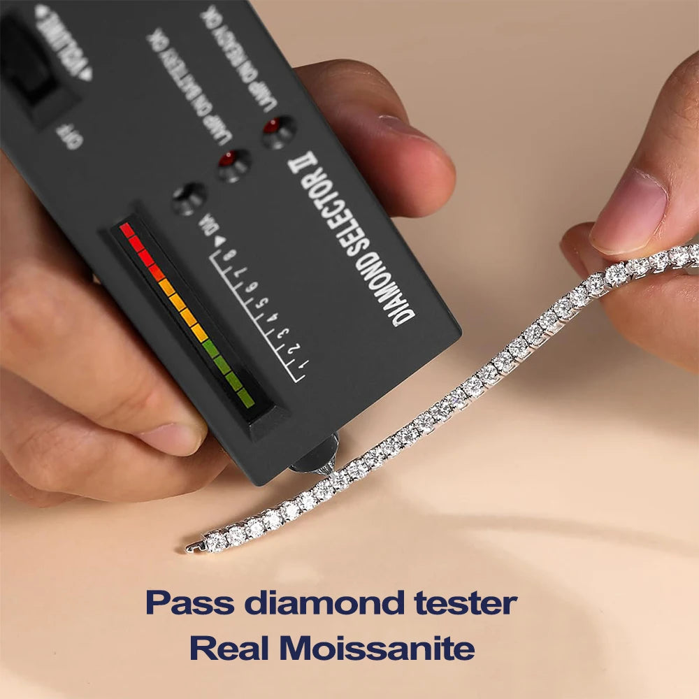 2-5mm Moissanite Tennis Bracelets for Women Men Lab Diamond S925 Silver Plated White Gold Bracelet Spring Clasp Wedding Jewelry