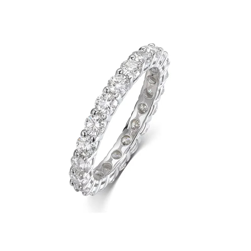 Smyoue 3/3.5/5mm Rose Gold Color All Moissanite Rings for Women Sparkling Wedding Ring 925 Sterling Silver Classic Jewelry Bands