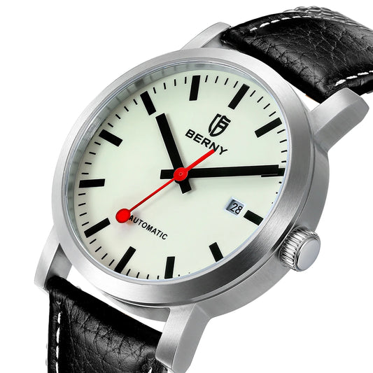 BERNY Watch for Men Automatic Self-Wind Luxury Watch Sappire MIYOTA 8215 Top Luminous 5ATM Mechanical Railroad Wristwatch
