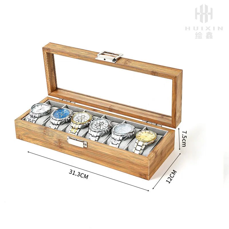 3,6,10 12 Slots Bammboo Wooden Watch Collection Box Case Wrist Watch Storage Case for Women & Men