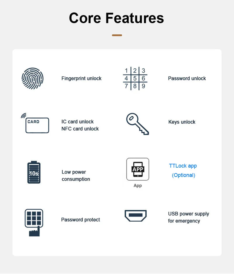 Slim 2.8CM Waterproof Sliding Door Smart Lock Fingerprint Password IC Card Key Compatibility TTlock App & Alexa Biometric Header