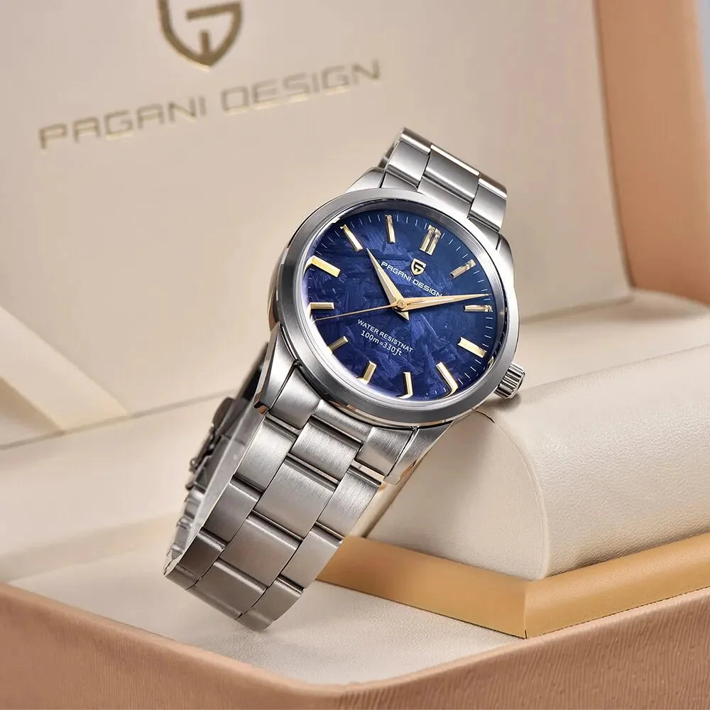 PAGANI DESIGN 40MM Meteorite Dial Men Quartz Watch Luxury Business 316L Stainless Steel 100M Waterproof Men Watch Gift With Box