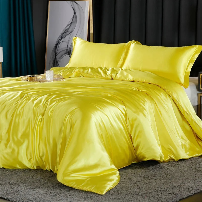 High End Mulberry Silk-Blending Fabric Duvet Cover Set Luxury King Size Bedding Set Silky Quilt Cover and Pillowcase No Sheet