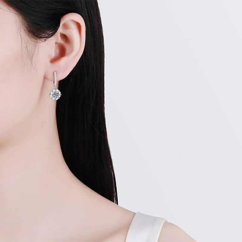 EWYA 0.5 Carat D Color Moissanite Diamond Screw Earrings for Women S925 Sterling Silver Plated PT950 Drop Earring Fine Jewelry