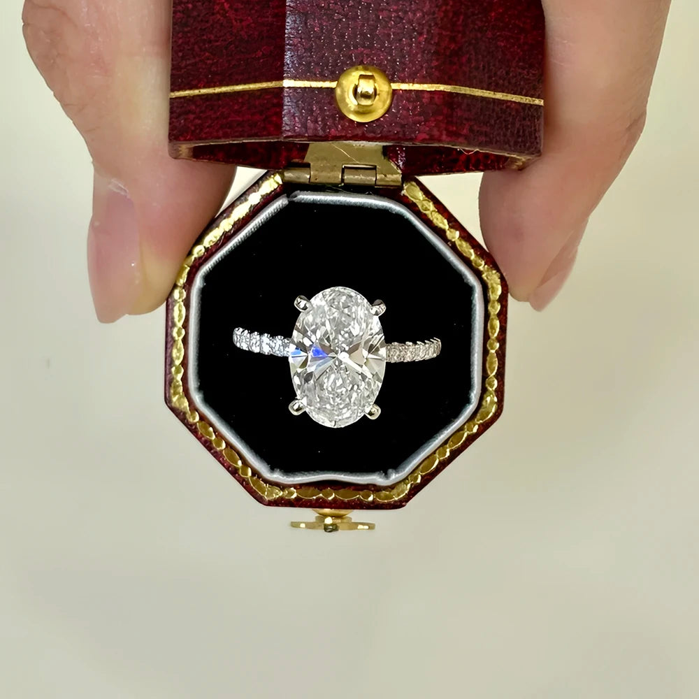 BXINY 1/2/3/4CT Oval Cut Moissanite Rings S925 Silver D Color VVS Lab Diamond For Women Wedding Bands Fine Jewelry GRA Certified