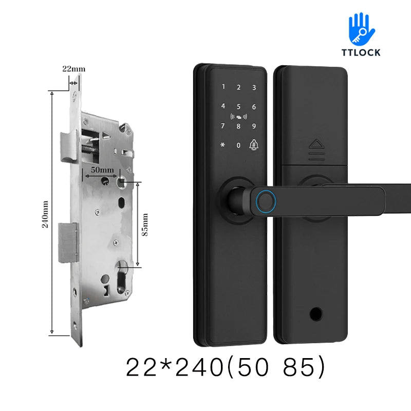 2025 Smart Door Lock With Bluetooth-compatible TTLock APP Digital Electronic Lock Smart Home Wooden Door Lock Fingerprint