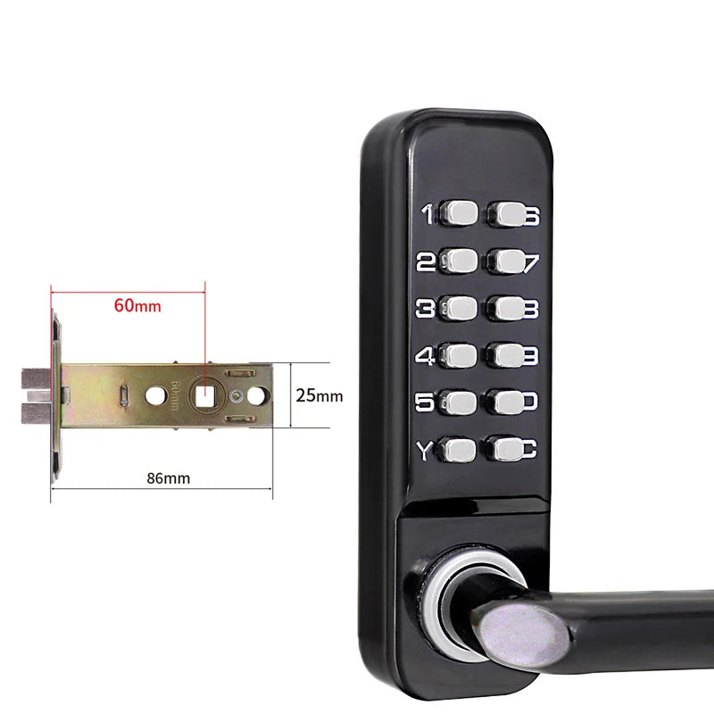 IP68 Waterproof Mechanical Password Number Single Latch Deadbolt Lock No Need Power For Outdoor Indoor Wooden Metal Door