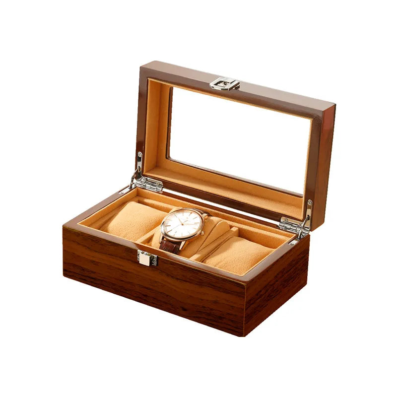 Black Luxury Wood Grain Watch Box 3 Slots Men Quartz Mechanical Watch Boxes Collection Storage Box