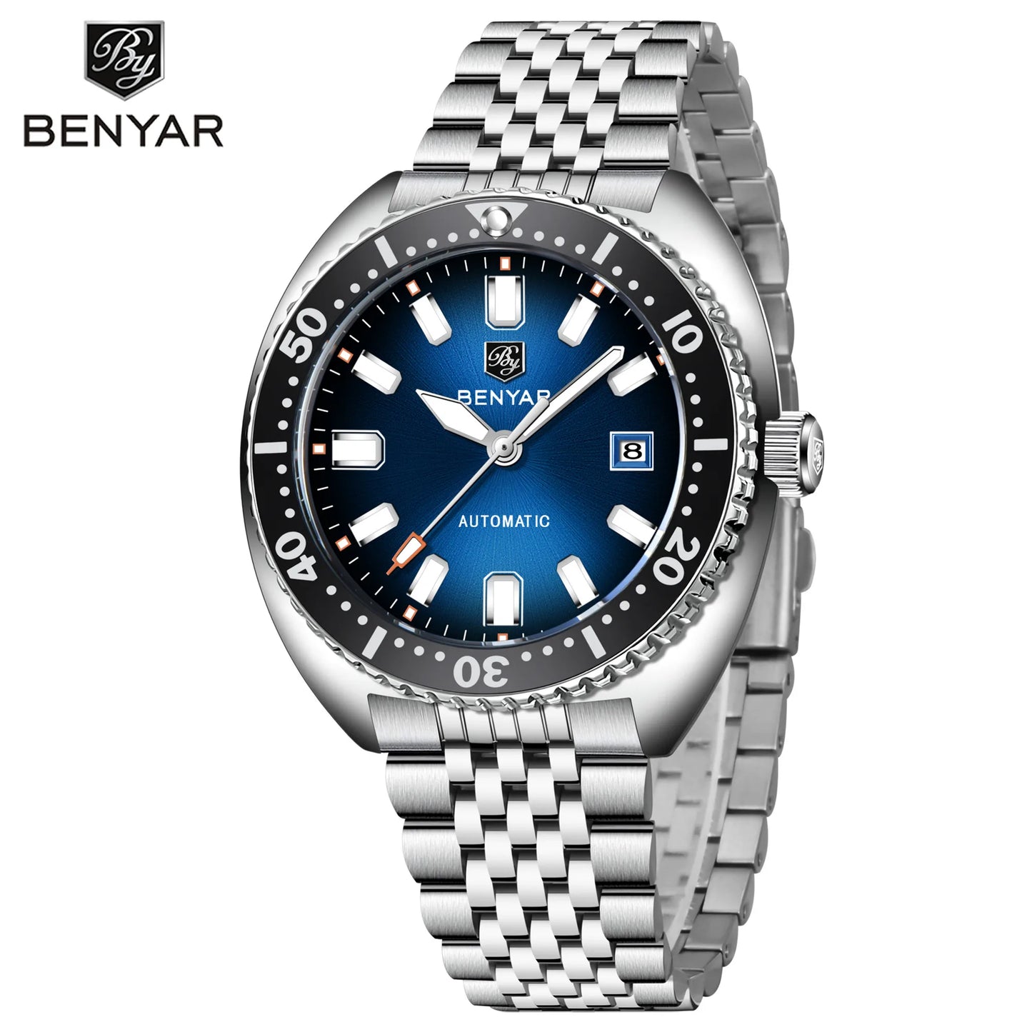 New BENYAR 42MM Tuna Men Mechanical Watch Luxury Stainless Steel Automatic Watch 50M Diving Luminous Watch for Men reloj hombre