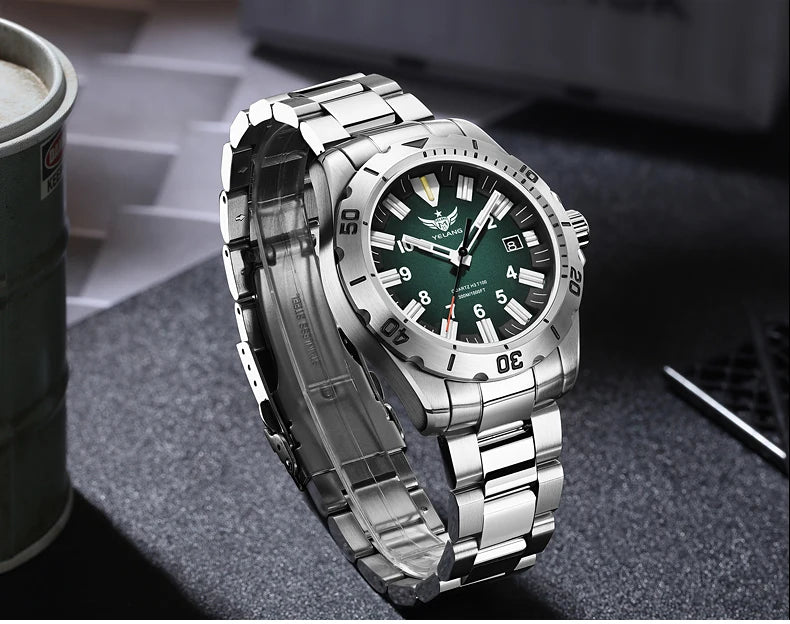 YELANG  V1036 42mm Men Quartz Watch Luminous 10 Years Lithium Movement Rotated Dial 30ATM 300m Waterproof Military Style Watches